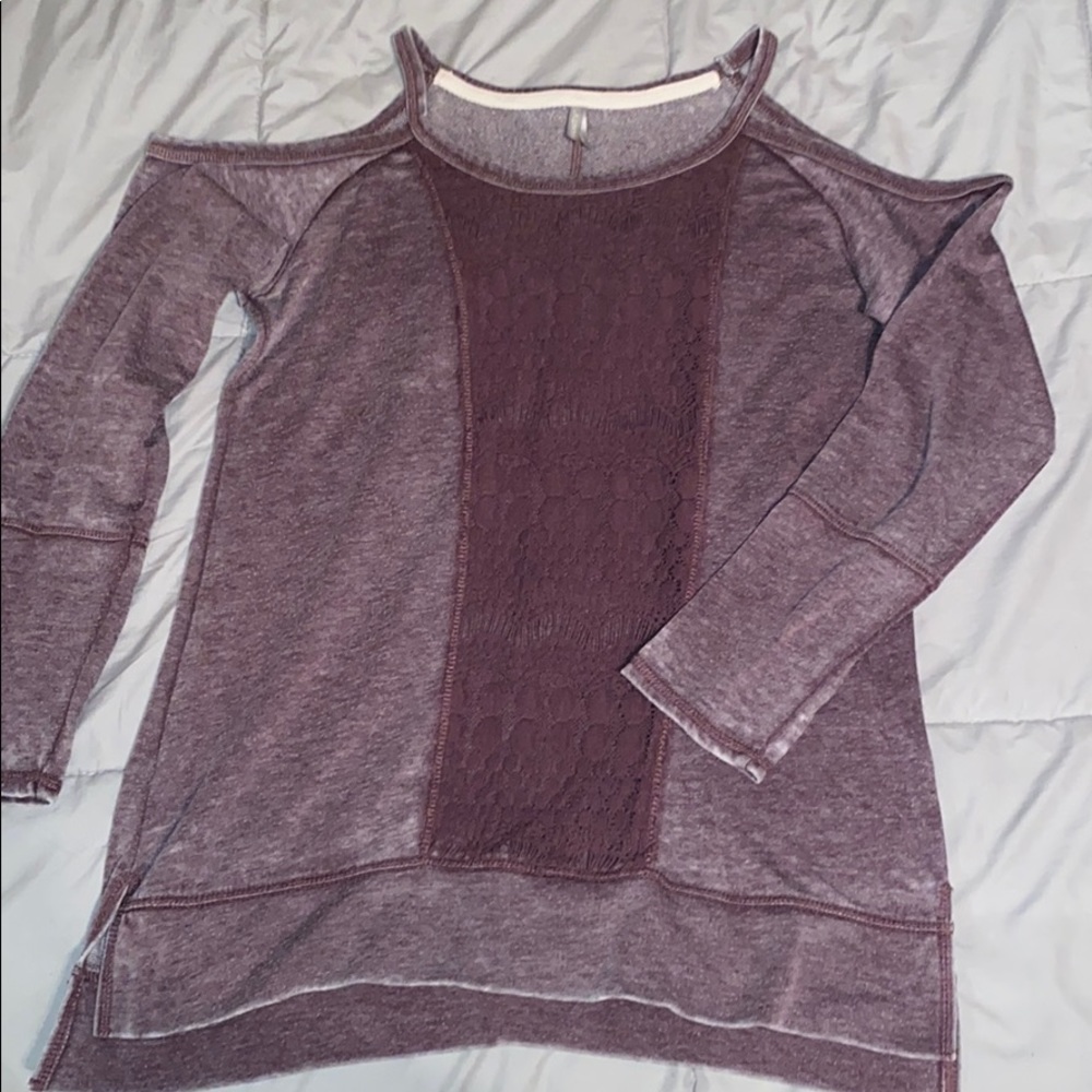 Vanity sweater with crochet accent
